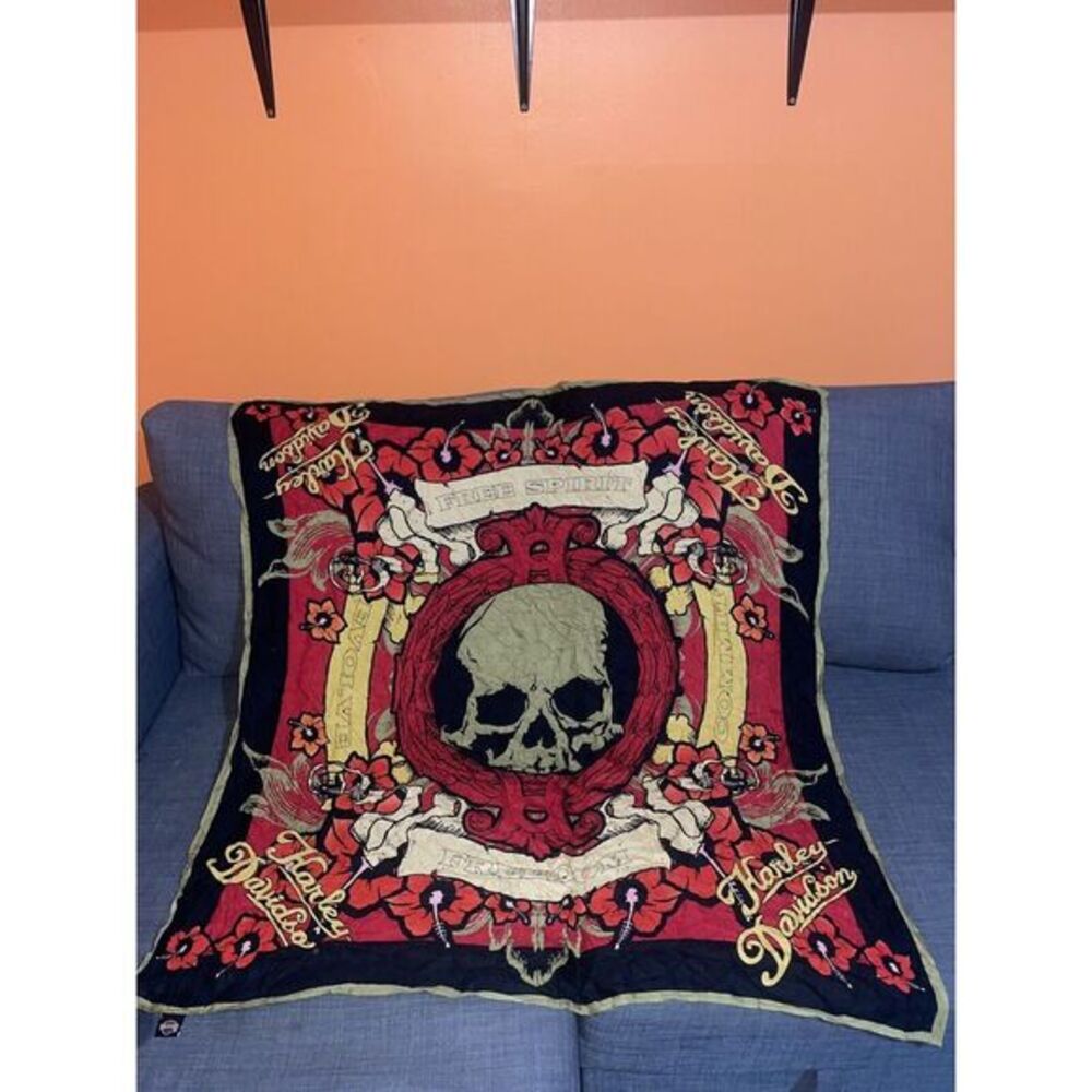 Harley Davidson Ralph Marlin Scarf Bandana Body Wrap‎ RAYON Wall tapestry READ!